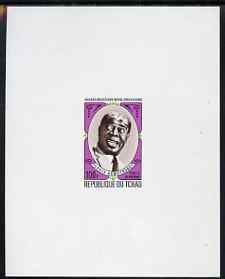 Chad 1971 Famous American Black Musicians 100f Louis Armstrong imperf die proof in issued colours, as SG 343, stamps on music, stamps on jazz
