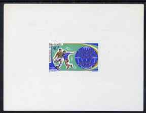 Dahomey 1970 Football 40f imperf die proof in issued colours on sunken card