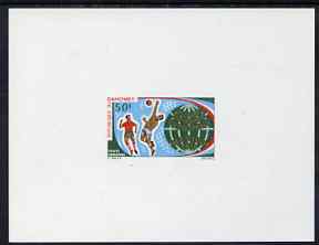 Dahomey 1970 Football 50f imperf die proof in issued colours on sunken card