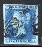 Great Britain 1841 2d blue (KE) 4 good to very large margins, good colour with numeral cancel, SG14, stamps on 