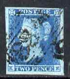 Great Britain 1841 2d blue (KE) 4 good to very large margins, good colour with numeral cancel, SG14, stamps on , stamps on  stamps on great britain 1841 2d blue (ke) 4 good to very large margins, stamps on  stamps on  good colour with numeral cancel, stamps on  stamps on  sg14