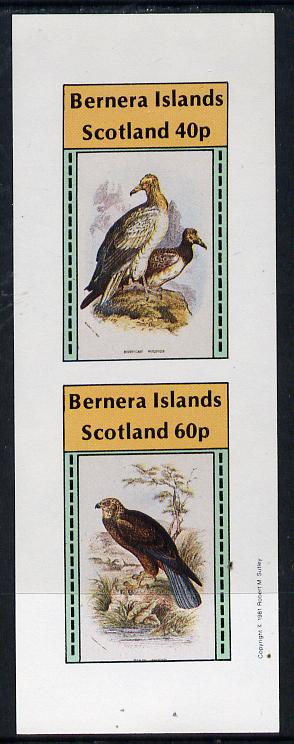 Bernera 1981 Birds of Prey imperf  set of 2 values (40p & 60p) unmounted mint, stamps on , stamps on  stamps on birds, stamps on  stamps on birds of prey, stamps on  stamps on vulture