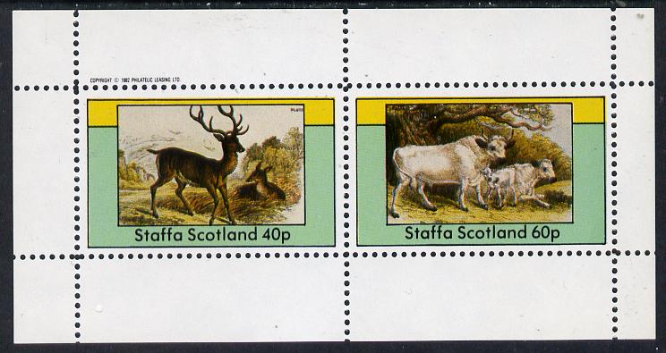 Staffa 1982 Deer perf  set of 2 values (40p & 60p) unmounted mint, stamps on , stamps on  stamps on animals    deer