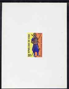 Chad 1972 Chad Warriers 20f (Moudang Archer) die proof in issued colours on art paper unmounted mint, stamps on archery