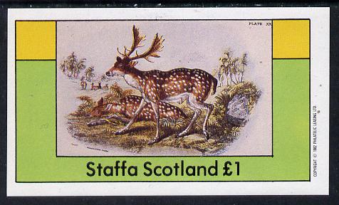 Staffa 1982 Deer imperf souvenir sheet (Â£1 value) unmounted mint, stamps on , stamps on  stamps on animals    deer