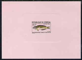 Senegal 1966 Wrasse Fish 50f de-luxe die proof in issued colours on pink sunken card, as SG 325, stamps on , stamps on  stamps on fish