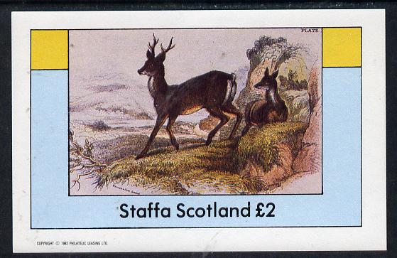 Staffa 1982 Deer imperf deluxe sheet (Â£2 value) unmounted mint, stamps on , stamps on  stamps on animals    deer