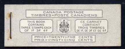 Canada 1951 KG6 25c Bilingual booklet complete very fine, SG SB48a , stamps on , stamps on  kg6 , stamps on 