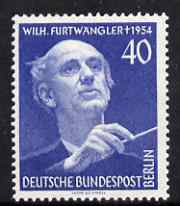 Germany - West Berlin 1955 First Death Anniversary of  Furtwangler (conductor) mounted mint SG B125, stamps on , stamps on  stamps on music