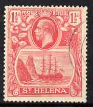 St Helena 1922-37 KG5 Badge Script 1.5d single with 'Broken Mast' variety (stamp 13) fine used although the cancellation looks doubtful, SG 99a, stamps on , stamps on  stamps on , stamps on  stamps on  kg5 , stamps on  stamps on ships, stamps on  stamps on 