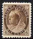 Canada 1898-1902 QV Numeral 6c brown mounted mint fairly well centred SG159, stamps on , stamps on  qv , stamps on 