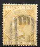 Bermuda 1865 QV 3d yellow-buff Perf 14 good used, SG5, stamps on 