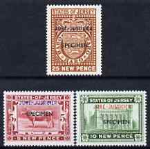 Jersey 1971 Revenue set of 3 values (5p, 10p & 25p) opt'd JUR83 - JUSTICIER and additionally opt'd SPECIMEN, superb unmounted mint, stamps on , stamps on  stamps on legal, stamps on  stamps on justice