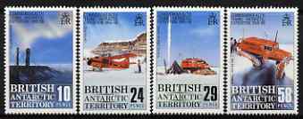 British Antarctic Territory 1988 30th Anniversary of Commonwealth Trans-Antarctic Expedition set of 4 unmounted mint, SG 163-66, stamps on polar, stamps on aviation, stamps on transport