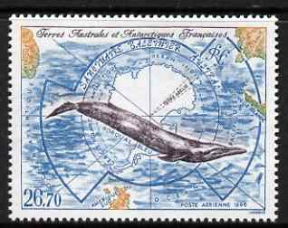 French Southern & Antarctic Territories 1996 Southern Whale Sanctuary Air 26f 70 unmounted mint, SG 359, stamps on , stamps on  stamps on polar, stamps on  stamps on marine life, stamps on  stamps on whales, stamps on  stamps on maps