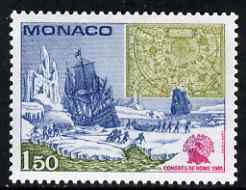 Monaco 1981 First Int Congress on Discovery and History of Northern Polar Regions 1f 50 fine unmounted mint, stamps on polar, stamps on ships, stamps on maps, stamps on seals, stamps on marine life