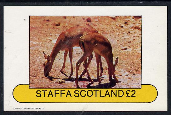 Staffa 1982 Animals (Small Deer) imperf deluxe sheet (£2 value) unmounted mint, stamps on animals    deer