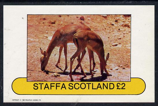 Staffa 1982 Animals (Small Deer) imperf deluxe sheet (2 value) unmounted mint