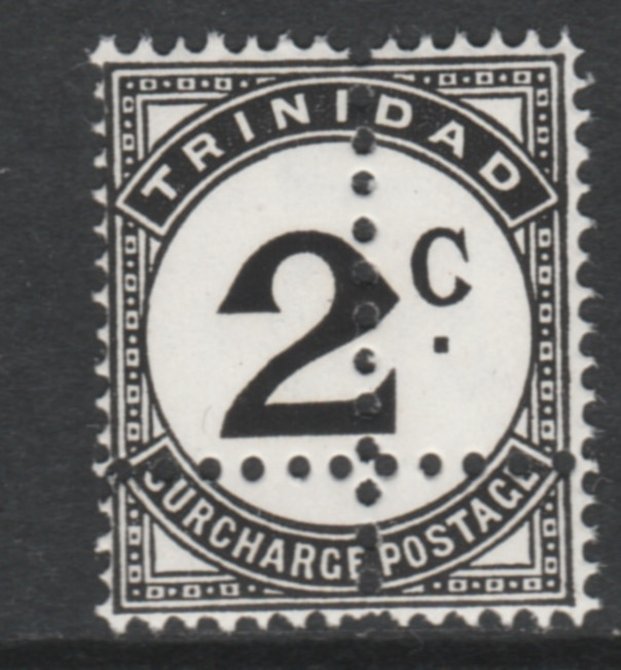 Trinidad & Tobago 1923 Postage Due 2c single with doubled perfs (stamp is quartered)unmounted mint, as SG D26a. Note: the stamp is genuine but the additional perfs are a slightly different gauge identifying it to be a forgery., stamps on 
