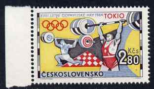 Czechoslovakia 1964 Weightlifting 2k80, from Tokyo Olympic Games set of 6, unmounted mint SG 1445, stamps on sport, stamps on olympics, stamps on weightlifting