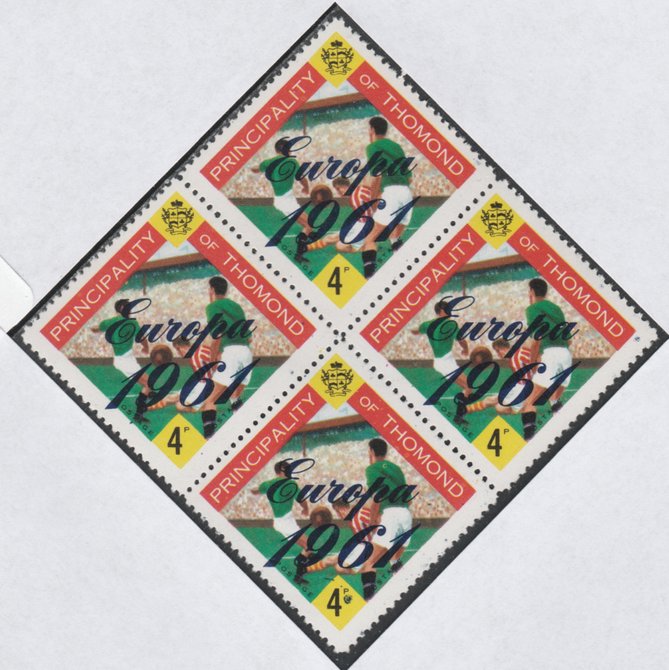 Thomond 1961 Football 4d (Diamond shaped) with 'Europa 1961' overprint unmounted mint block of 4, slight off-set from overprint on gummed side, stamps on europa   football    sport