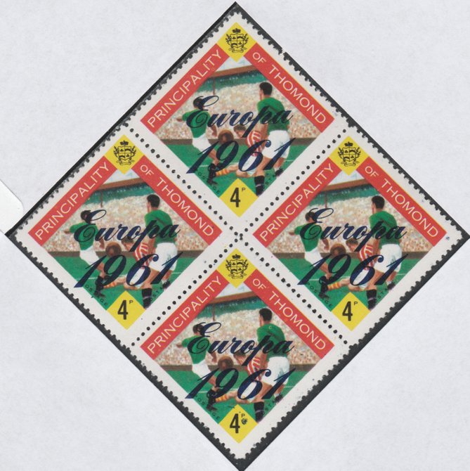 Thomond 1961 Football 4d (Diamond shaped) with Europa 1961 overprint unmounted mint block of 4, slight off-set from overprint on gummed side, stamps on europa   football    sport