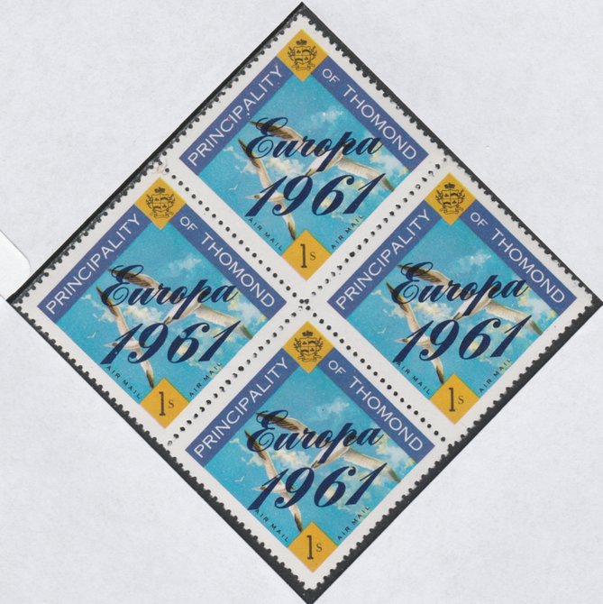 Thomond 1961 Sea Gulls 1s (Diamond shaped) with 'Europa 1961' overprint unmounted mint block of 4, slight off-set from overprint on gummed side, stamps on birds    europa  