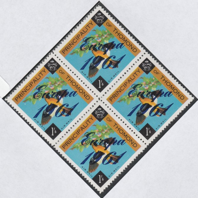 Thomond 1961 Bird 1s6d (Diamond shaped) with 'Europa 1961' overprint unmounted mint block of 4, slight off-set from overprint on gummed side, stamps on birds    europa  