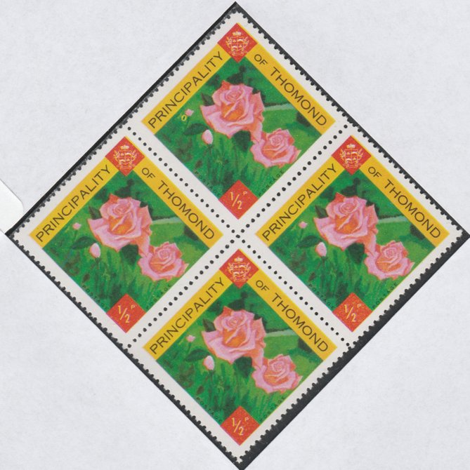 Thomond 1960 Roses 1/2p (Diamond shaped) def unmounted mint block of 4, stamps on , stamps on  stamps on flowers, stamps on roses