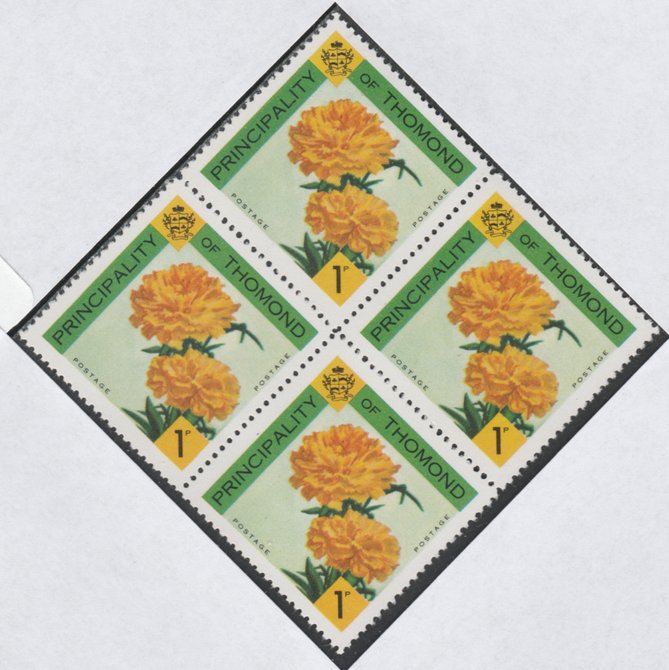 Thomond 1960 Carnation 1d (Diamond-shaped) def unmounted mint block of 4, stamps on flowers
