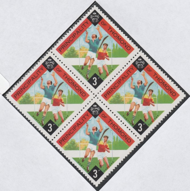 Thomond 1960 Hurling 3d (Diamond-shaped) def unmounted mint block of 4, stamps on sport, stamps on hurling