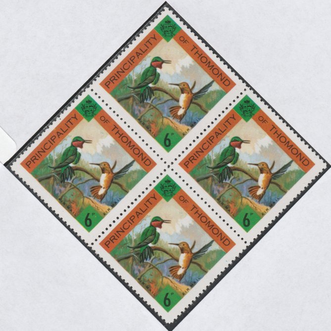 Thomond 1960 Humming Birds 6d (Diamond-shaped) def unmounted mint block of 4