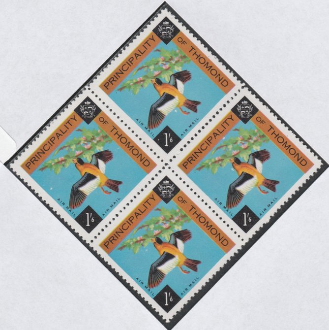 Thomond 1960 Bird 1s6d (Diamond shaped) def unmounted mint block of 4, stamps on , stamps on  stamps on birds