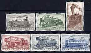 Czechoslovakia 1956 Railway Locomotives set of 6 mounted mint, SG 946-51, stamps on railways