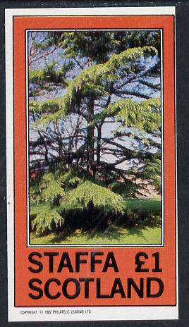 Staffa 1982 Trees imperf souvenir sheet (£1 value) unmounted mint, stamps on trees