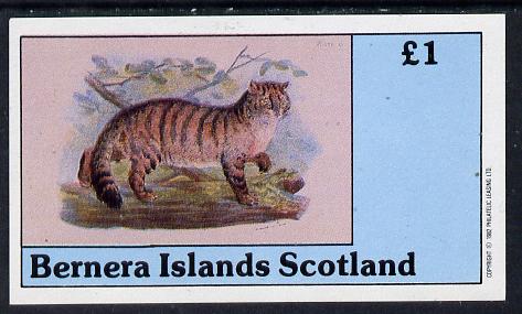 Bernera 1982 Wild Cats imperf souvenir sheet (Â£1 value) unmounted mint, stamps on , stamps on  stamps on animals   cats