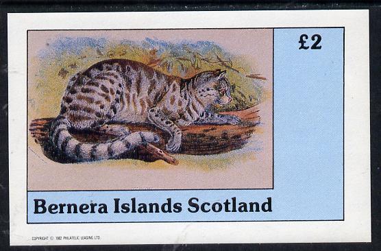 Bernera 1982 Wild Cats imperf deluxe sheet (£2 value) unmounted mint, stamps on animals   cats