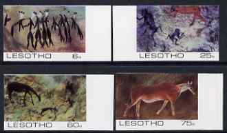 Lesotho 1983 Rock Paintings set of 4 in unmounted mint marginal singles as SG 540-43, stamps on animals, stamps on arts, stamps on dinosaurs