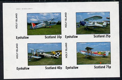 Eynhallow 1982 Bi-planes #3 imperf  set of 4 values (10p to 75p) unmounted mint, stamps on , stamps on  stamps on aviation