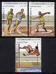 Somalia 1984 Los angeles Olympics set of 3 (Running, discus, high-jump) unmounted mint, SG 716-18, stamps on , stamps on  stamps on sport, stamps on  stamps on olympics, stamps on  stamps on discus, stamps on  stamps on high jump