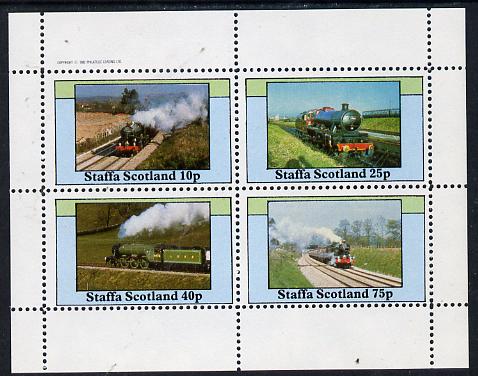 Staffa 1982 Steam Locos #12 perf  set of 4 values (10p to 75p) unmounted mint, stamps on , stamps on  stamps on railways