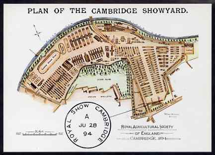 Postcard - Farming Exhibition - Cambridge Showyard PPC produced by National Postal Museum unused and fine, stamps on , stamps on  stamps on exhibitions, stamps on  stamps on farming, stamps on  stamps on agriculture