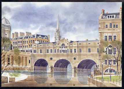 Postcard - Pulteney Bridge, Bath PPC produced by National Postal Museum unused and fine, stamps on bridges