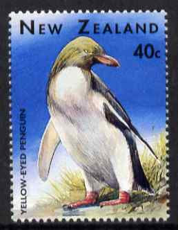 New Zealand 1996 Yellow-eyed Penguin 40c unmounted mint SG 1992, stamps on birds, stamps on penguins, stamps on polar