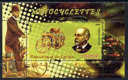 Congo 2009 Motorcycles & Gottlieb Daimler perf m/sheet unmounted mint, stamps on , stamps on  stamps on personalities, stamps on  stamps on inventors, stamps on  stamps on motorbikes, stamps on  stamps on daimler