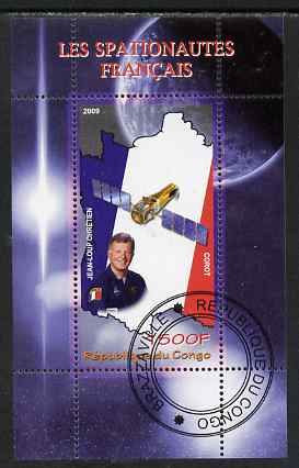 Congo 2009 French Astronauts perf m/sheet fine cto used, stamps on space, stamps on flags, stamps on maps