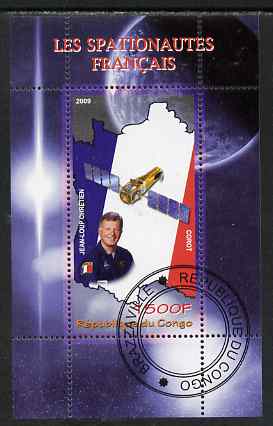 Congo 2009 French Astronauts perf m/sheet fine cto used, stamps on , stamps on  stamps on space, stamps on  stamps on flags, stamps on  stamps on maps