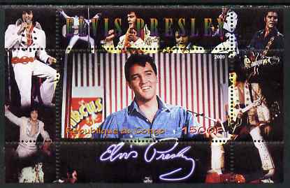 Congo 2009 Elvis Presley perf m/sheet unmounted mint, stamps on personalities, stamps on music, stamps on elvis, stamps on films, stamps on cinema, stamps on rock, stamps on pops