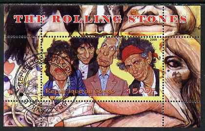 Congo 2009 The Rolling Stones perf m/sheet fine cto used, stamps on personalities, stamps on music, stamps on rock, stamps on pops, stamps on 