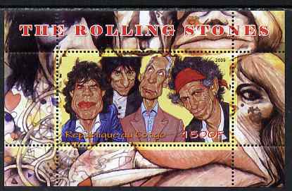 Congo 2009 The Rolling Stones perf m/sheet unmounted mint, stamps on , stamps on  stamps on personalities, stamps on  stamps on music, stamps on  stamps on rock, stamps on  stamps on pops, stamps on  stamps on 